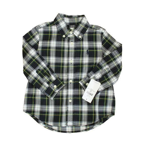 Ralph Lauren Boys Blue | Green Plaid Button Down Long Sleeve size: 12 Months - Picture 1 of 2